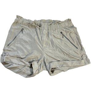 7 For all Mankind women's shorts M taupe gray 100% silk zipper pockets NWT